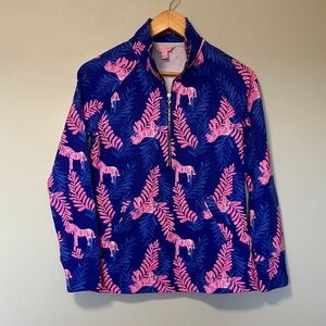 Lilly Pulitzer Vibrant Blue and Pink Quarter-Zip Pullover